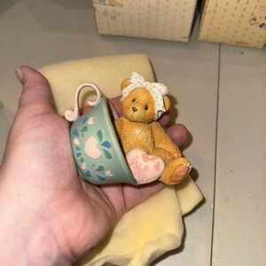 Cherished Teddies “Margaret” Yellow Bear with Green Teacup